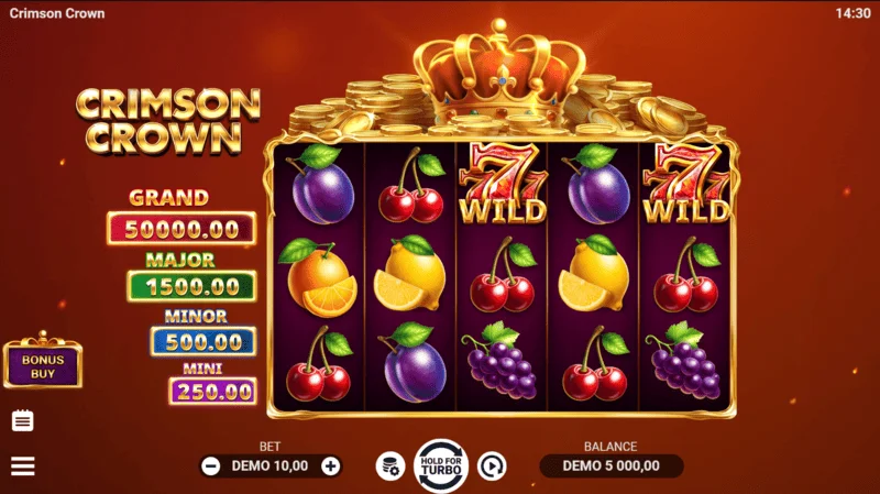 Crimson Crown - main game screen with reels